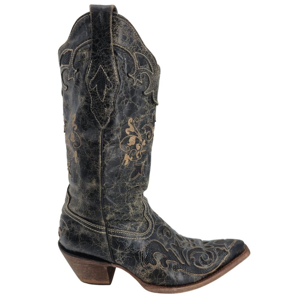 Corral Vintage Womens Size 6.5M Black Leather Cowboy Cowgirl Western Boots C2108 - Picture 4 of 16